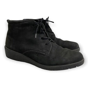 Ecco  Black Soft Suede Lace Up Booties